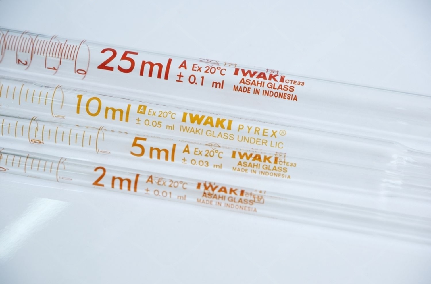 Graduated Glass Pipettes, Laboratory Grade – IWAKI (1 mL to 25 mL)