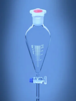 Separating Funnel, Squibb Shape, With Graduation, Solid Glass Stopcock, ISO – Glassco