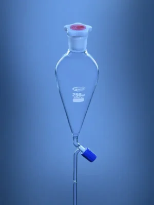 Separating Funnel, Squibb Shape, Without Graduation, PE Stopper, ISO – Glassco