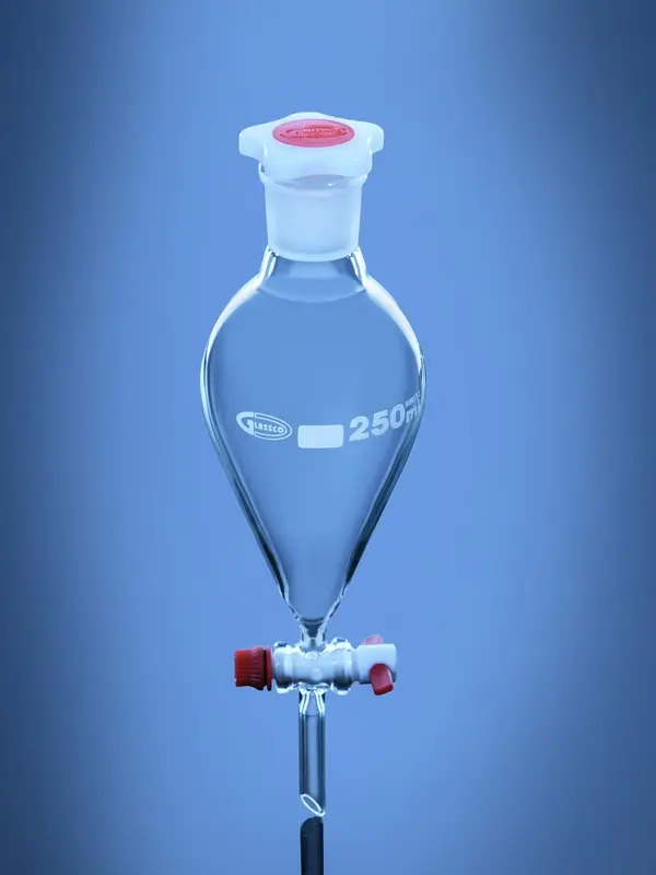 Separating Funnel, Pear (ISO Shape), PTFE Stopcock, ISO – Glassco