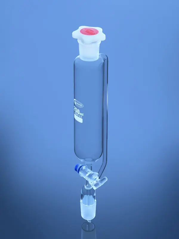 Pressure Equalizing Funnel, Cylindrical, Solid Glass Stopcock, DIN/ISO – Glassco