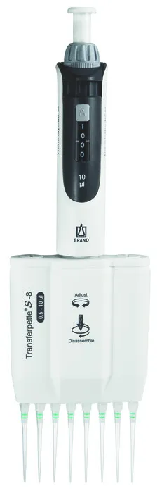 Transferpette® S Multi-Channel Micropipette, Adjustable Volume – BRAND | 8 & 12 Channel, 0.5–300 µL