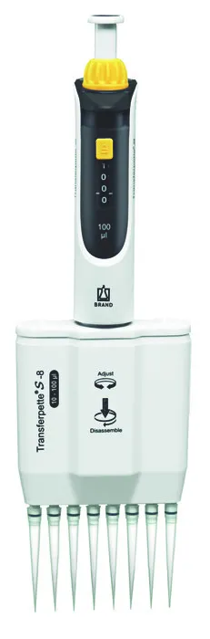 Transferpette® S Multi-Channel Micropipette, Adjustable Volume – BRAND | 8 & 12 Channel, 0.5–300 µL