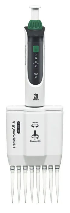 Transferpette® S Multi-Channel Micropipette, Adjustable Volume – BRAND | 8 & 12 Channel, 0.5–300 µL