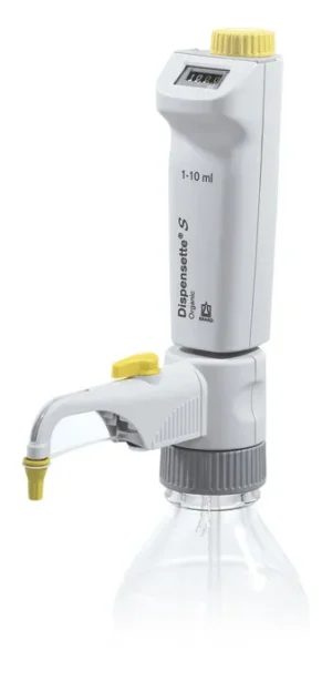 Dispensette® S Organic Digital Bottle-Top Dispenser – BRAND | 0.5–50 mL, with & without Recirculation Valve