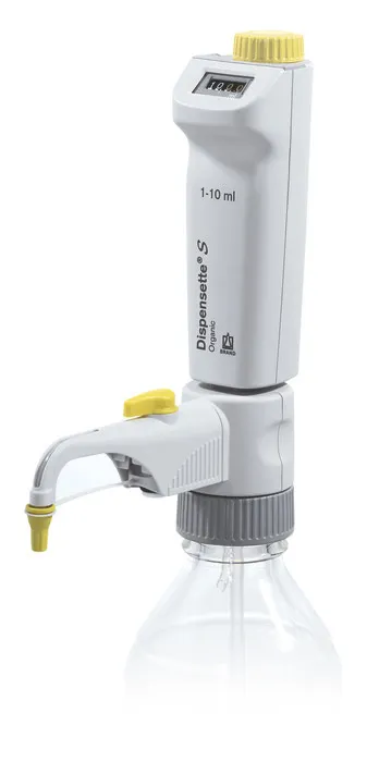 Dispensette® S Organic Digital Bottle-Top Dispenser – BRAND | 0.5–50 mL, with & without Recirculation Valve